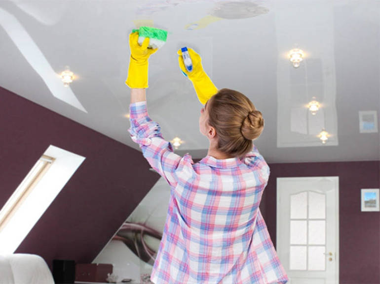 How and how to wash the stretch ceiling